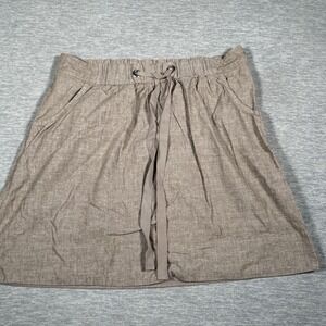 Eileen Fisher Skirt Womens Large Brown Drawstring Cotton A Line Casual‎ Pockets